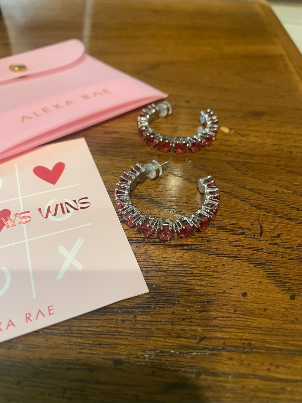 New in Pouch By Alexa Rae Be the One Earrings Pink Heart